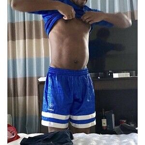 Xara 90s Super Rare Vintage Nylon Glanz Soccer Shorts Blue White Silky Small